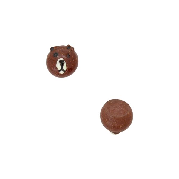 PLASTIC BEADS - RESIN 3D - FOR GLUING - BEAR 93 SEMI-TRANSPARENT WITH GLITTER - 14x15x14mm BROWN (DARK) AND ECRU - PACKAGE 30pcs.