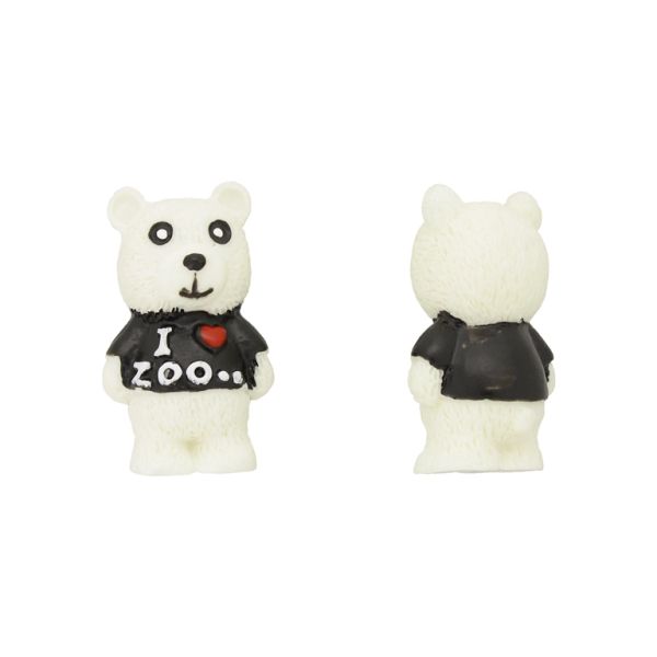 PLASTIC BEADS - RESIN 3D - FOR GLUING - BEAR 96 - 20x34x17mm ECRU (LIGHT)-BLACK-RED - PACKAGE 20pcs.