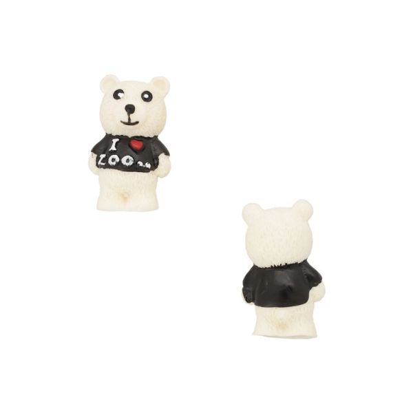 PLASTIC BEADS - RESIN 3D - FOR GLUING - BEAR 96 - 20x34x17mm ECRU-BLACK-RED - PACKAGE 20pcs.