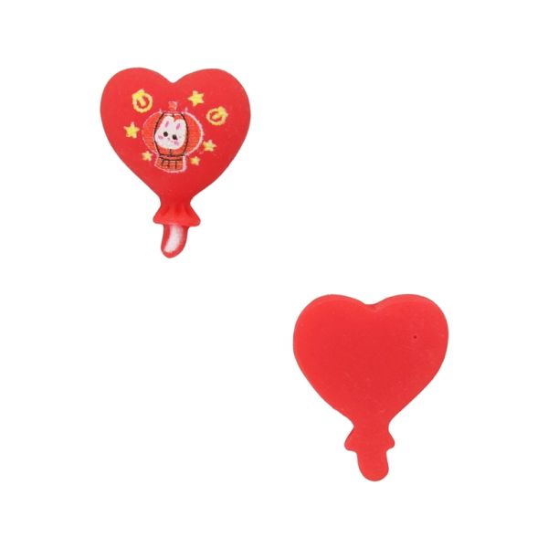 PLASTIC BEADS - RESIN 3D - FOR GLUING - BALLOON 02 HEART - 19x23x8mm RED-WHITE-YELLOW - PACKAGE 30pcs.