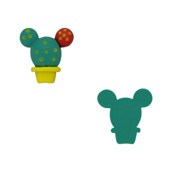 PLASTIC BEADS - RESIN 3D - FOR GLUING - CACTUS 03 MICKEY MOUSE - 21x22x7mm GREEN-RED-YELLOW - PACKAGE 30pcs.