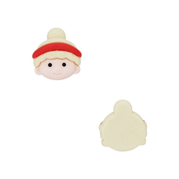 PLASTIC BEADS - RESIN 3D - FOR GLUING - BOY 14 WITH HAT - 18x20x8mm ECRU (LIGHT)-PINK (LIGHT)-RED - PACKAGE 30pcs.