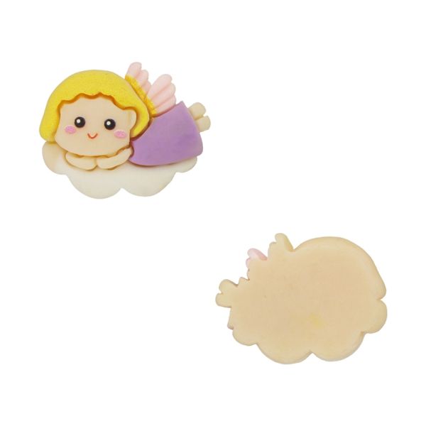 PLASTIC BEADS - RESIN 3D - FOR GLUING - ANGEL 02 - 27x20x7mm YELLOW-PEACH-PURPLE - PACKAGE 30pcs.