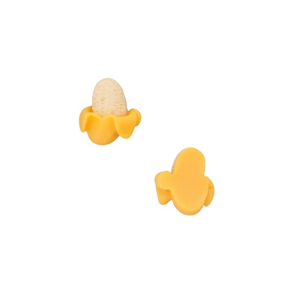 PLASTIC BEADS - RESIN 3D - FOR GLUING - BANANA 06 - 14x16x8mm YELLOW AND YELLOW (LIGHT) - PACKAGE 40pcs.