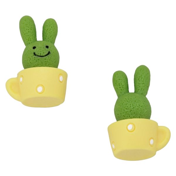 PLASTIC BEADS - RESIN 3D - FOR GLUING - CACTUS 04 RABBIT - 25x38x21mm GREEN-YELLOW-BLACK - PACKAGE 20pcs.
