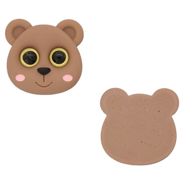 PLASTIC BEADS - RESIN 3D - FOR GLUING - BEAR 98 - 33x32x7mm BROWN (LIGHT)-PINK-BLACK - PACKAGE 20pcs.