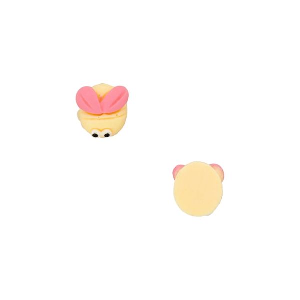 PLASTIC BEADS - RESIN 3D - FOR GLUING - BEE 03 - 12x12x7mm YELLOW (LIGHT) AND PINK - PACKAGE 40pcs.