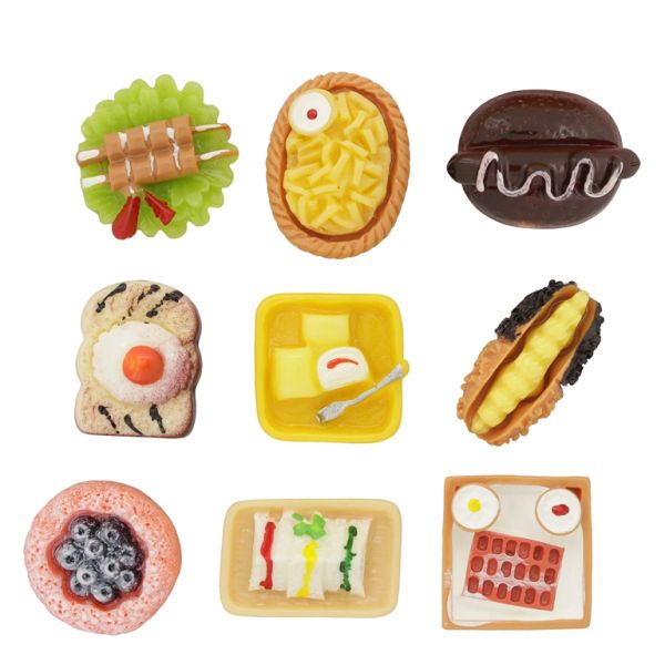 PLASTIC BEADS - RESIN 3D - FOR GLUING - FOODS MIX MODELS 01 - MIX COLORS - PACKAGE 30pcs.