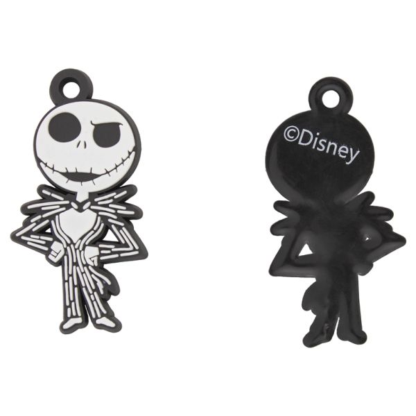 PLASTIC BEADS - RUBBER 3D - PENDANT - JACK SKELLINGTON 01 SKELETON - 50x26x3mm WHITE AND BLACK - PACKAGE 30pcs. Hole-4.0mm