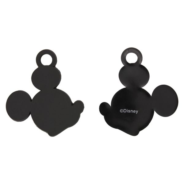 PLASTIC BEADS - RUBBER 3D - PENDANT - MICKEY MOUSE 07 - 57x51x4mm BLACK - 6pcs. Hole-8.0mm