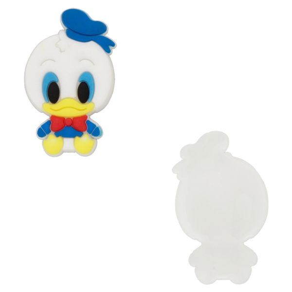 PLASTIC BEADS - RUBBER 3D - FOR GLUING - DONALD DUCK 04 - 21x35x4mm WHITE-BLUE-YELLOW (LIGHT) - 6pcs.