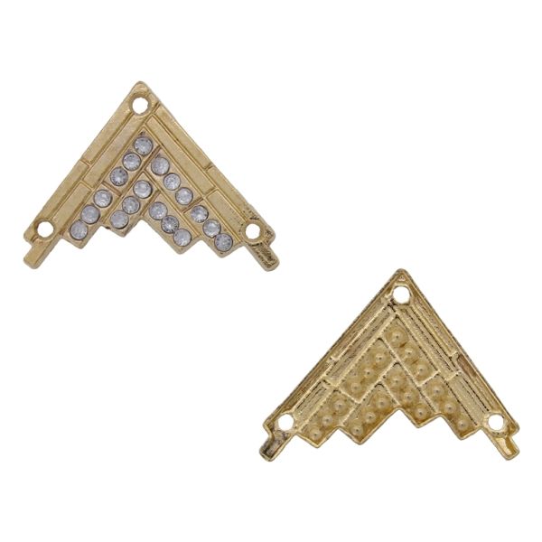 METAL CORNERS FOR DECORATION AND SCRAPBOOKING - 26x27mm - GOLD AND WHITE - PACKAGE 40pcs. Hole-1.8mm