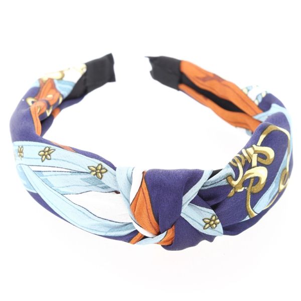 JEWELRY - ACCESSORY FOR HAIR - TIARA TEXTILE WITH KNOT D025 - CARABINER 01 - BLUE (DARK)-BLUE (LIGHT)-ORANGE-WHITE - PACKAGE 6pcs.