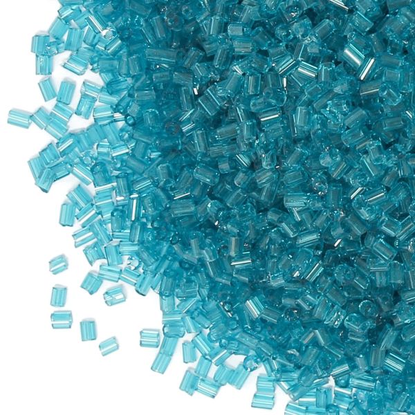 GLASS SEED BEADS - 2 CUT 2x2mm - SILVER THREAD - TURQUOISE 51А - 50g Hole-0.8mm