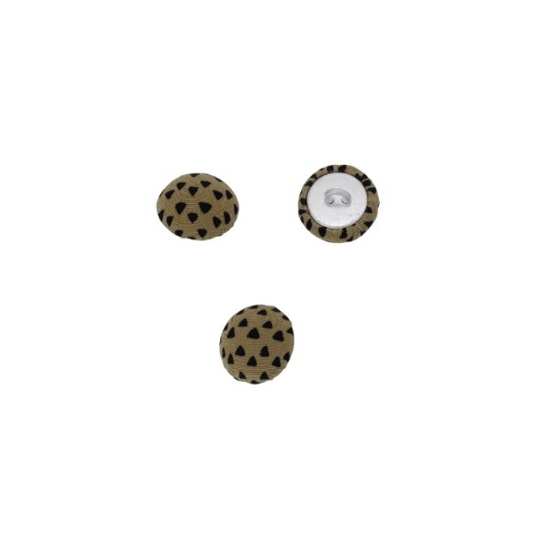 ADHESIVE BEADS - TEXTILE - BUTTON 328 15x8mm - TRIANGLES 01 - BEIGE (DARK) AND BLACK - PACKAGE 100pcs.