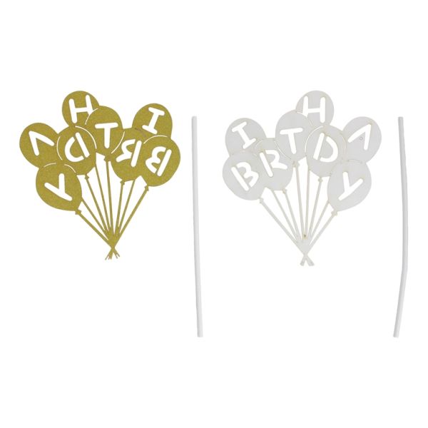 MATERIALS FOR CRAFT AND DECORATION - TOPPER FROM CARTON - BIRTHDAY 01 GLITTER - 10.5x12cm - GOLD - 1pcs.