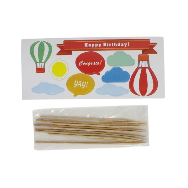 MATERIALS FOR CRAFT AND DECORATION - TOPPER FROM CARTON - HAPPY BIRTHDAY 07 BALLOON AND MIX - RED AND GREEN - 10pcs.