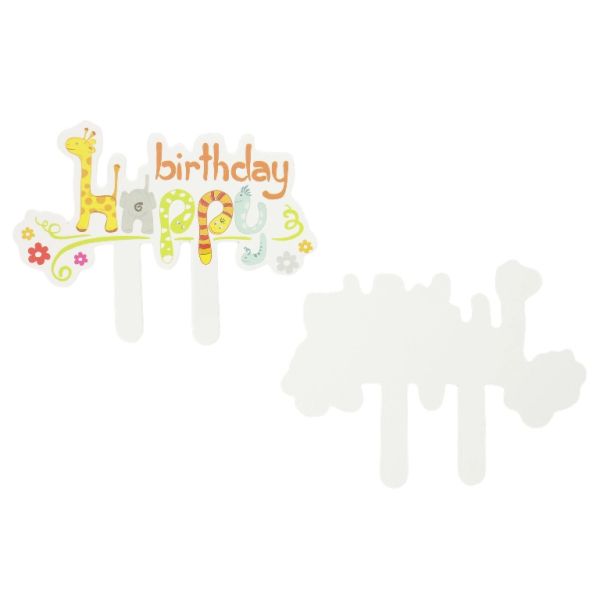 MATERIALS FOR CRAFT AND DECORATION - TOPPER FROM CARTON - HAPPY BIRTHDAY 14 GIRAFFE AND MIX - MIX - PACKAGE 50pcs.