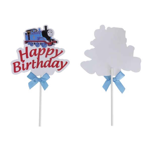 MATERIALS FOR CRAFT AND DECORATION - TOPPER FROM CARTON - HAPPY BIRTHDAY 20 LOCOMOTIVE - 10.5x18cm - WHITE AND MIX - 2pcs.