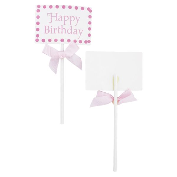 MATERIALS FOR CRAFT AND DECORATION - TOPPER FROM CARTON - HAPPY BIRTHDAY 27 - 6x12cm - WHITE AND PINK - 2pcs.