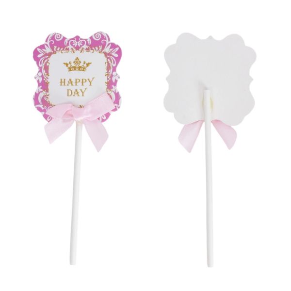 MATERIALS FOR CRAFT AND DECORATION - TOPPER FROM CARTON - HAPPY BIRTHDAY 29 - 5x13.5cm - WHITE-PINK (DARK) - PACKAGE 12pcs.