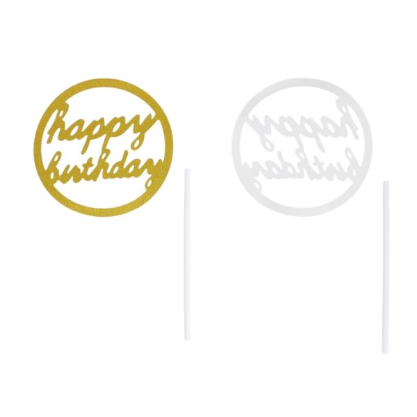 MATERIALS FOR CRAFT AND DECORATION - TOPPER FROM CARTON - HAPPY BIRTHDAY 30 GLITTER - 8cm - GOLD - PACKAGE 6pcs.