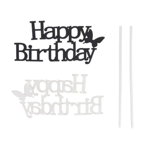 MATERIALS FOR CRAFT AND DECORATION - TOPPER FROM CARTON - HAPPY BIRTHDAY 35 GLITTER - 13.5x6cm - BLACK - 1pcs.