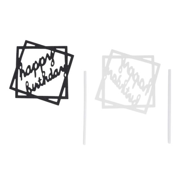MATERIALS FOR CRAFT AND DECORATION - TOPPER FROM CARTON - HAPPY BIRTHDAY 36 GLITTER - 9x9cm - BLACK - PACKAGE 6pcs.