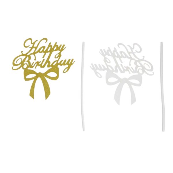MATERIALS FOR CRAFT AND DECORATION - TOPPER FROM CARTON - HAPPY BIRTHDAY 37 GLITTER - 10.5x10.5cm - GOLD - 1pcs.