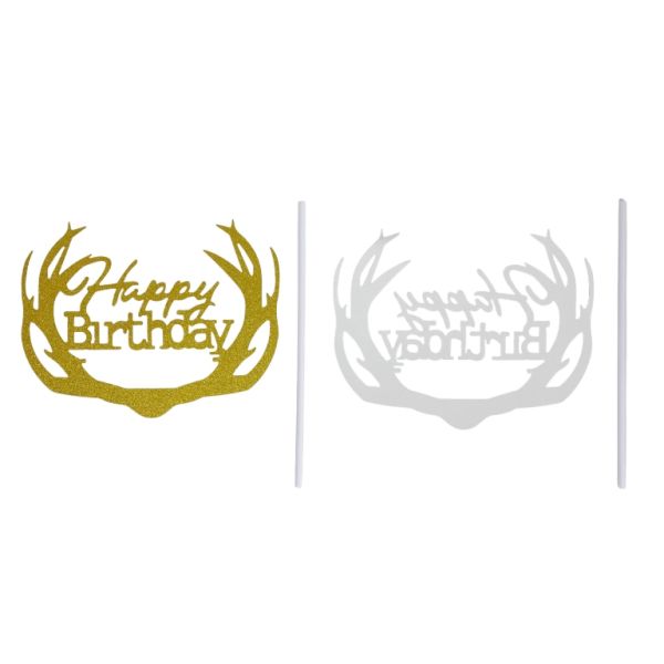 MATERIALS FOR CRAFT AND DECORATION - TOPPER FROM CARTON - HAPPY BIRTHDAY 40 GLITTER - 12.5x10.5cm - GOLD - PACKAGE 6pcs.