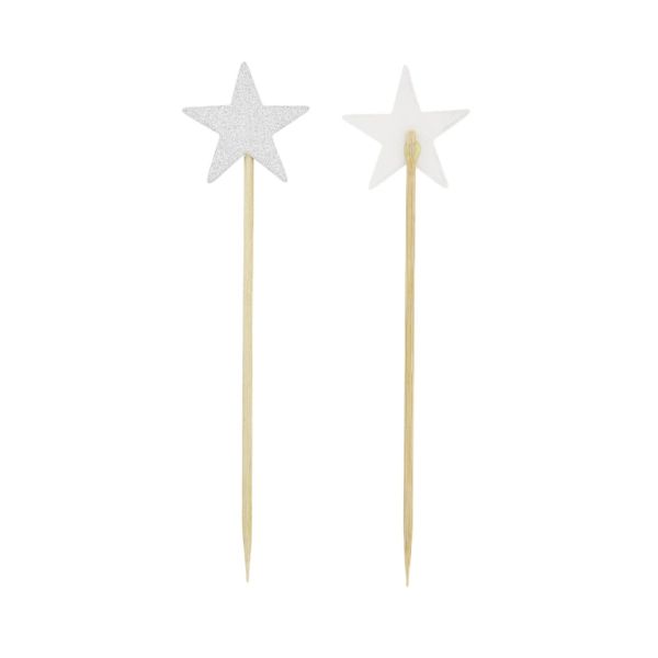 MATERIALS FOR CRAFT AND DECORATION - TOPPER FROM CARTON - STAR 01 GLITTER - 3.8x14cm - SILVER - 10pcs.