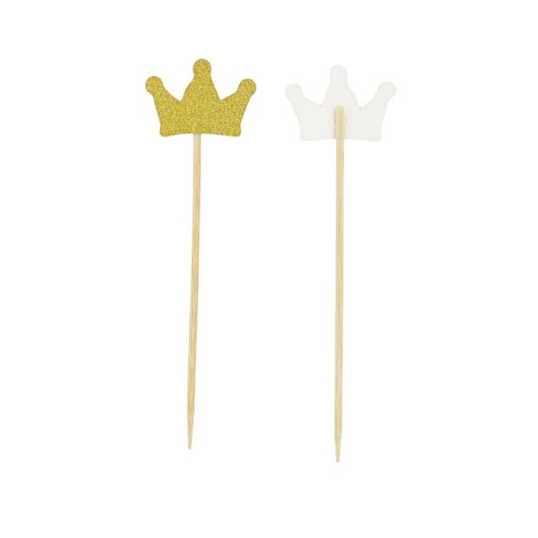 MATERIALS FOR CRAFT AND DECORATION - TOPPER FROM CARTON - CROWN 01 GLITTER - 3.8x14.5cm GOLD - PACKAGE (3x10pcs.)