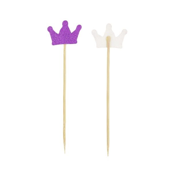 MATERIALS FOR CRAFT AND DECORATION - TOPPER FROM CARTON - CROWN 01 GLITTER - 3.8x14.5cm PURPLE - PACKAGE (3x10pcs.)