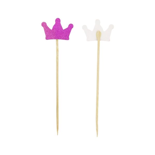 MATERIALS FOR CRAFT AND DECORATION - TOPPER FROM CARTON - CROWN 01 GLITTER - 3.8x14.5cm CYCLAMEN - 10pcs.