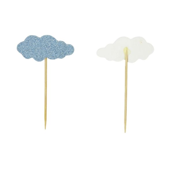 MATERIALS FOR CRAFT AND DECORATION - TOPPER FROM CARTON - CLOUD 01 GLITTER - 4.5x7cm BLUE - PACKAGE (6x5pcs.)