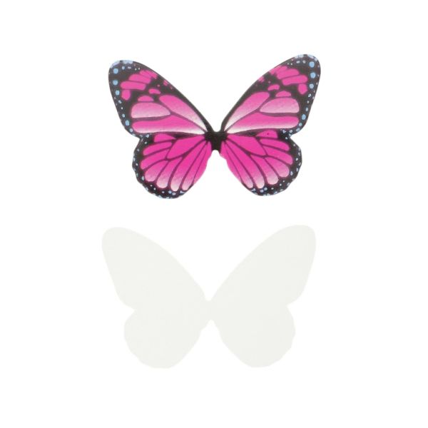 MATERIALS FOR CRAFT AND DECORATION - TOPPER FROM CARTON - BUTTERFLY 02 - 6.8x4.5cm CYCLAMEN-BLUE-BLACK - PACKAGE 50pcs.