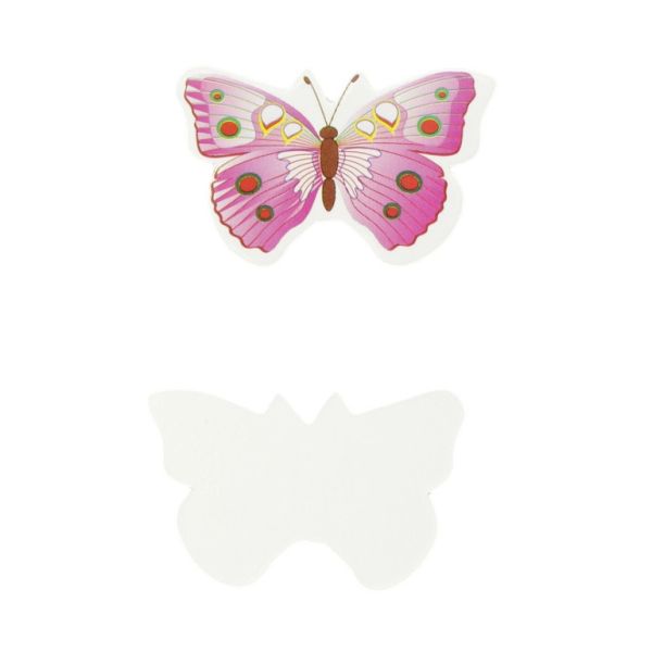 MATERIALS FOR CRAFT AND DECORATION - TOPPER FROM CARTON - BUTTERFLY 05 - 3.8x2.2cm PINK (DARK)-PINK (LIGHT)-ORANGE - PACKAGE 50pcs.