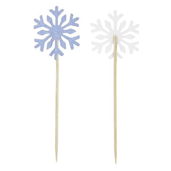 MATERIALS FOR CRAFT AND DECORATION - TOPPER FROM CARTON - SNOWFLAKE 01 GLITTER - 4.3x15cm - BLUE - PACKAGE (3x10pcs.)