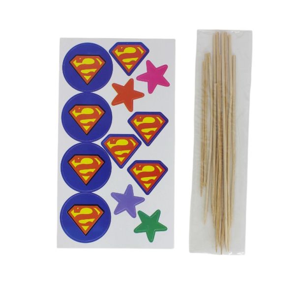 MATERIALS FOR CRAFT AND DECORATION - TOPPER FROM CARTON - SUPERMAN AND MIX 01 - BLUE (DARK) AND MIX - PACKAGE (6x12pcs.)