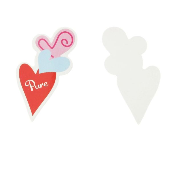 MATERIALS FOR CRAFT AND DECORATION - TOPPER FROM CARTON - HEARTS 01 - 4x7.5cm RED-PINK-BLUE - 10pcs.
