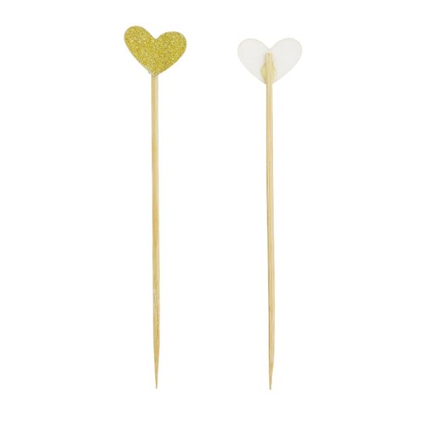 MATERIALS FOR CRAFT AND DECORATION - TOPPER FROM CARTON - HEART 01 GLITTER - MIX SIZES - GOLD - PACKAGE (6x6pcs.)