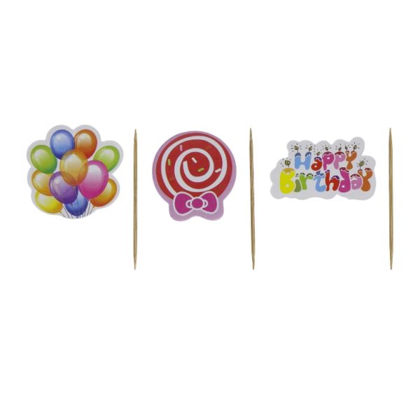 MATERIALS FOR CRAFT AND DECORATION - TOPPER FROM CARTON AND FOAM - HAPPY BIRTHDAY 39 - 4.7x2.6cm-4x4.2cm - MIX - 12pcs.