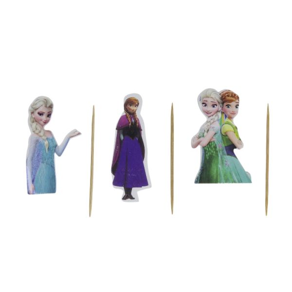 MATERIALS FOR CRAFT AND DECORATION - TOPPER FROM CARTON AND FOAM - ANNA AND ELSA FROZEN 02 - 3.3x5.5cm-2x6cm - BLUE-GREEN-PURPLE - PACKAGE (6x12pcs.)