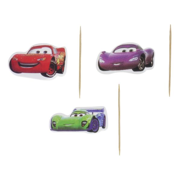 MATERIALS FOR CRAFT AND DECORATION - TOPPER FROM CARTON AND FOAM - CARS 01 - 5x2cm-5x3cm - PURPLE-RED-GREEN - 12pcs.