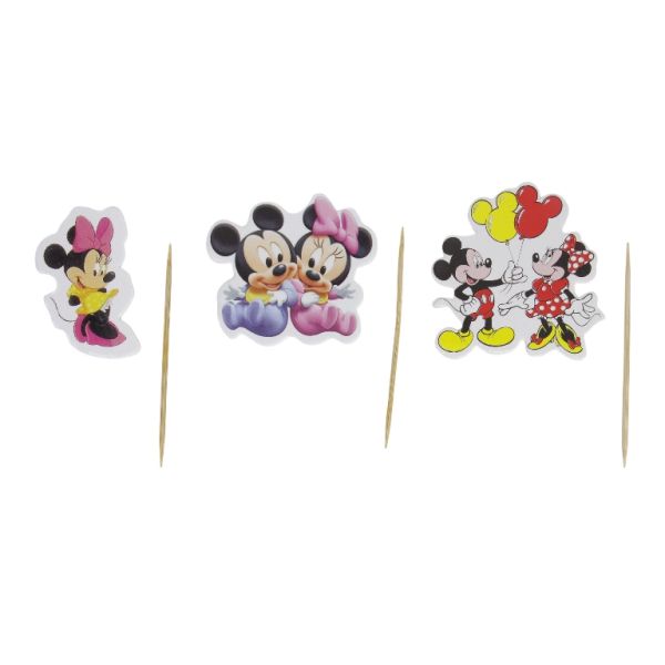 MATERIALS FOR CRAFT AND DECORATION - TOPPER FROM CARTON AND FOAM - MINNIE AND MICKEY 02 - 2.5x4.5cm-5x5cm - PURPLE-BLUE-RED - 12pcs.