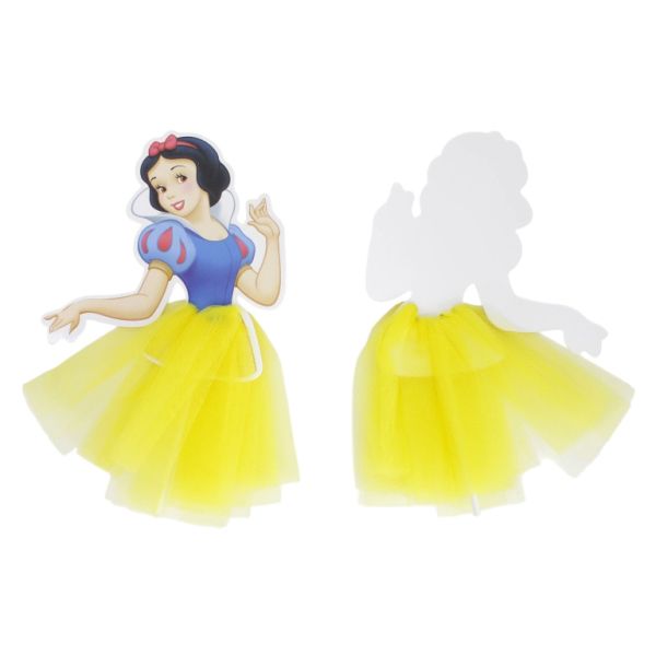 MATERIALS FOR CRAFT AND DECORATION - TOPPER FROM CARTON AND TEXTILE - SNOW WHITE 02 - 13x20cm - YELLOW AND MIX - PACKAGE 12pcs.