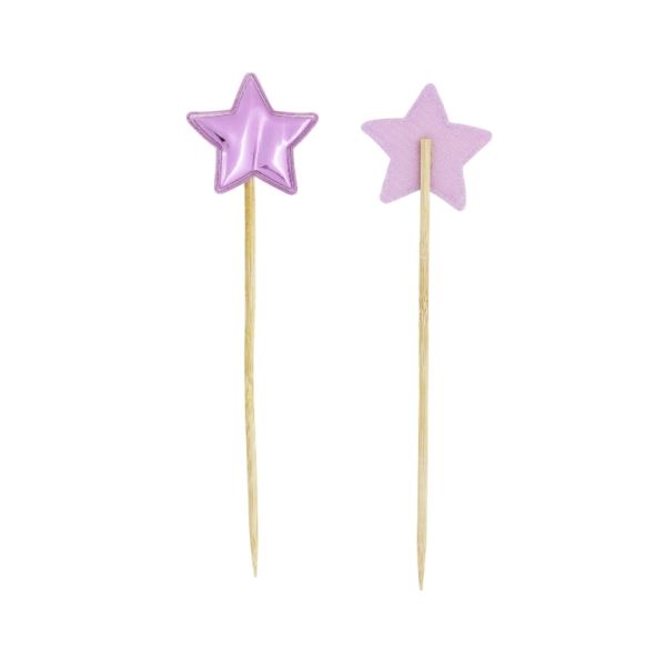 MATERIALS FOR CRAFT AND DECORATION - TOPPER FROM FOIL - STAR 03 - 3.8x13.5cm - PURPLE (LIGHT) - PACKAGE (6x5pcs.)