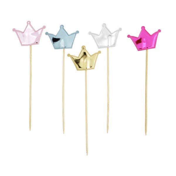 MATERIALS FOR CRAFT AND DECORATION - TOPPER FROM FOIL - CROWN 02 - 3.8x14.5cm - MIX - 2x5pcs.