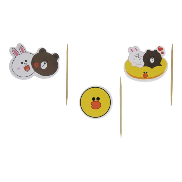 MATERIALS FOR CRAFT AND DECORATION - TOPPER FROM CARTON AND FOAM - RABBIT AND BEAR 03 - 4.5x3.7cm-5.3x3.7cm - BROWN-WHITE-YELLOW - 12pcs.