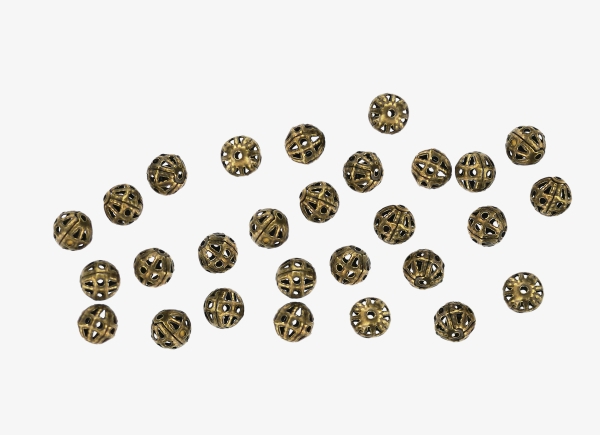 METAL BEADS - BALL - FILIGREE ROUND - 6 MM ANTIQUE BRONZE - 100pcs. Hole:0.9mm